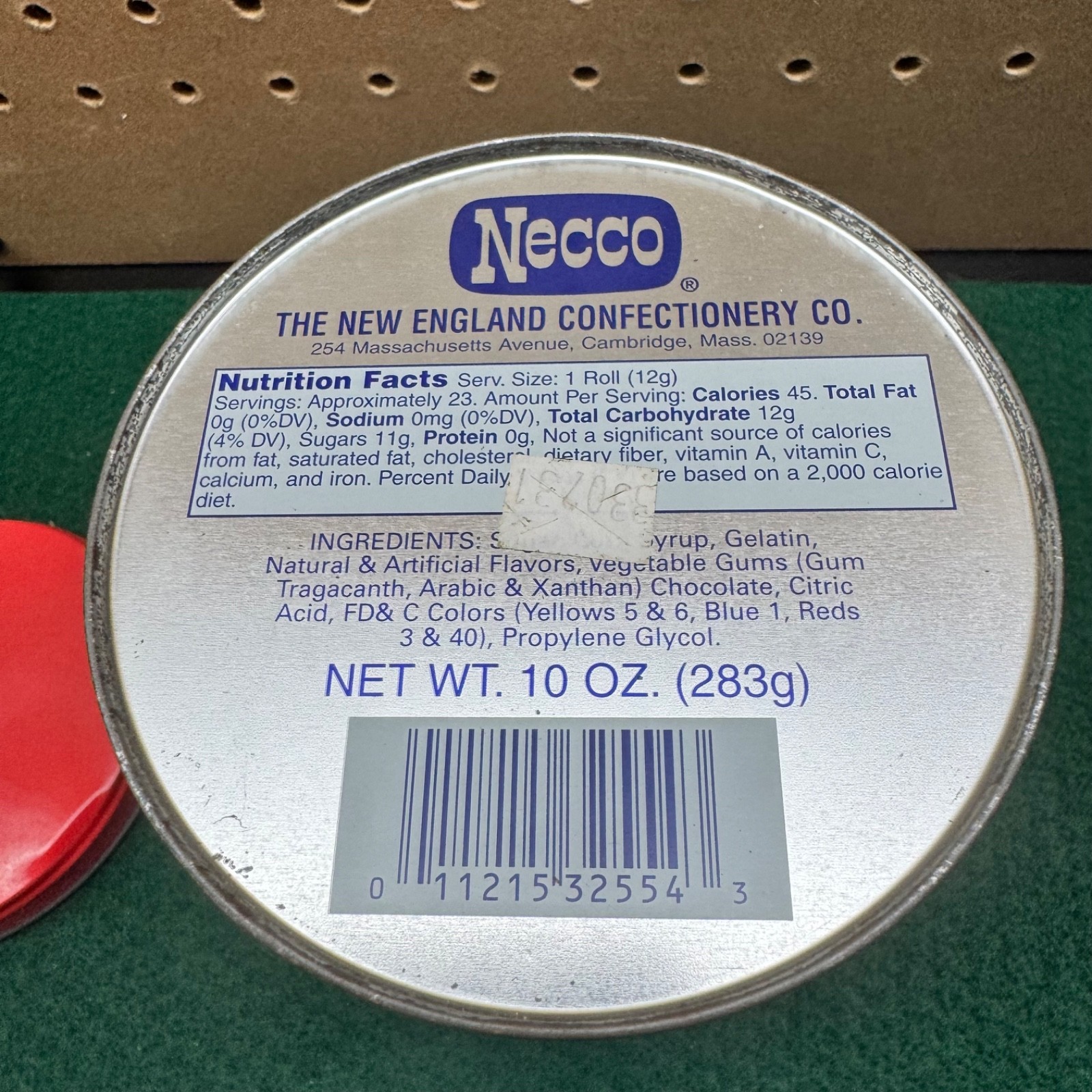 Vintage Necco Wafer Candy Tin Red Lid Metal Storage Container 10oz USA