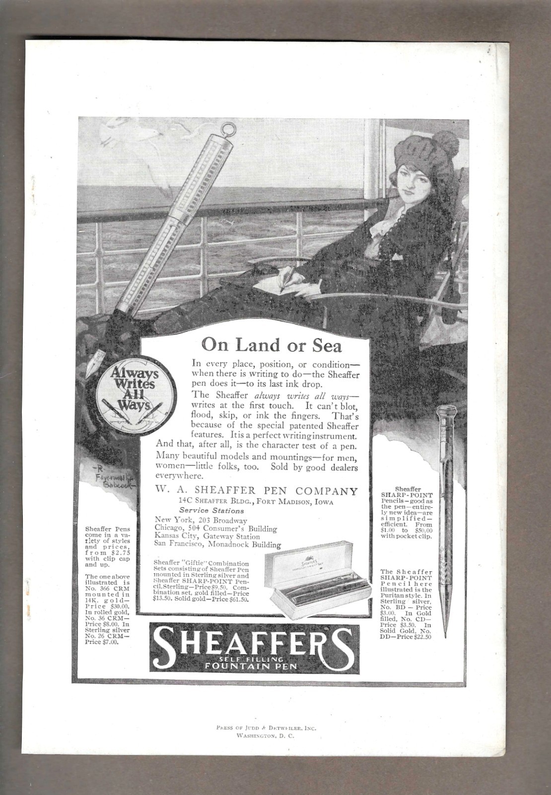 1919 Sheaffer’s Fountain Pen & Williams Shaving Stick Vintage Print Ads