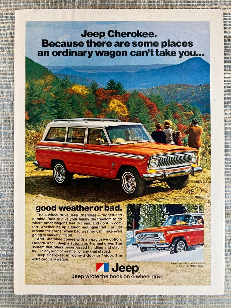 Jeep Cherokee AMC 4 Wheel Drive 4WD 4×4 1978 Vintage Print Ad