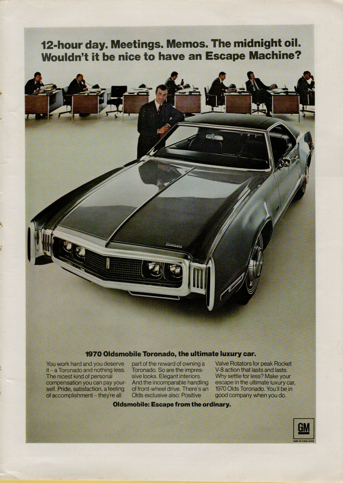 1969 1970 Oldsmobile Olds Toronado Ultimate Luxury Car Office Original Print Ad