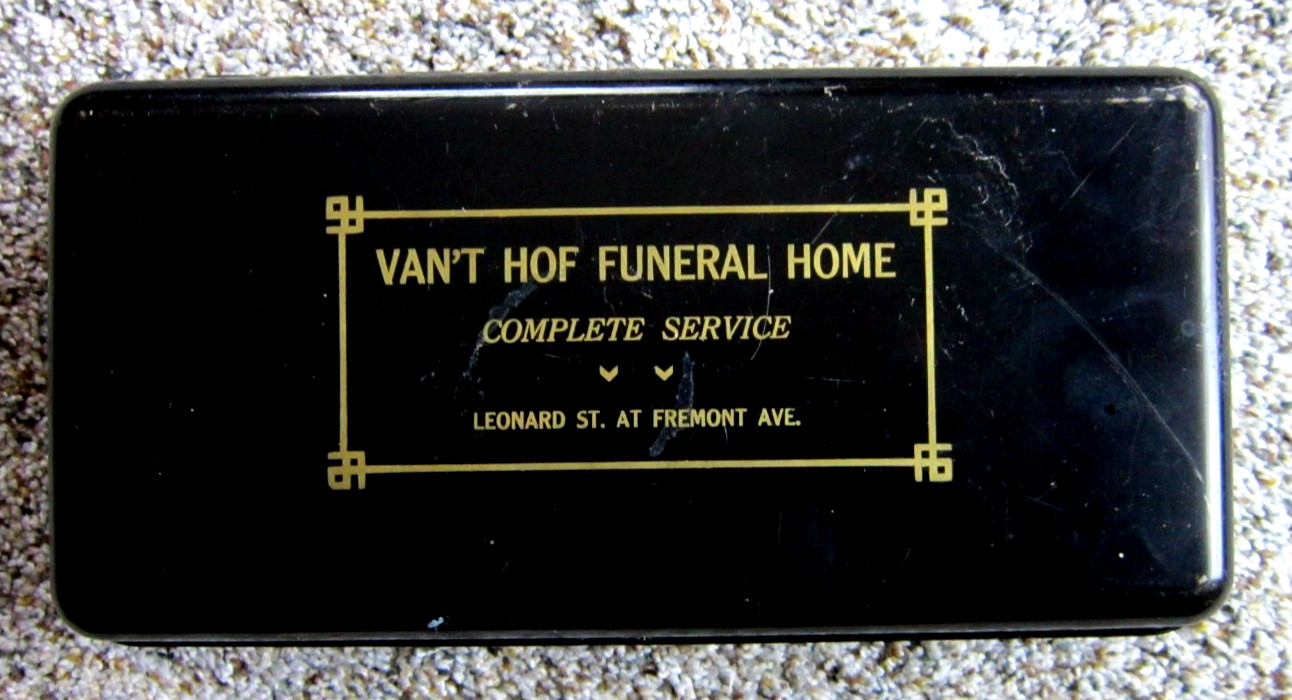 Vintage Mortuary Van’t Hof Funeral Home Black Metal Box 1950’s NO KEY Michigan
