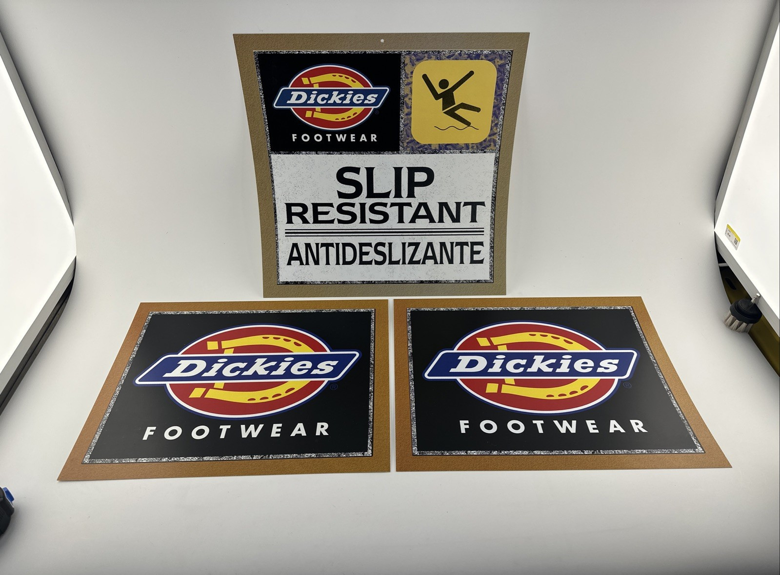3 Dickies Retail Store Display Plastic Vinyl Signs Inserts.
