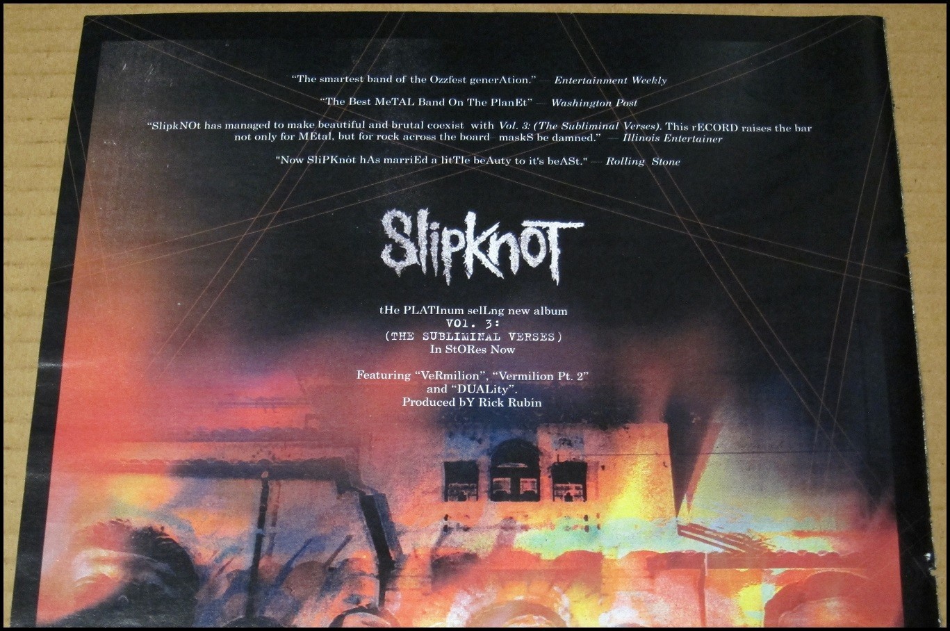 2004 Slipknot Vol. 3: (The Subliminal Verses) Print Ad Album Advertisement VTG