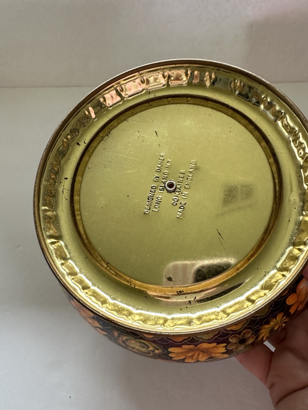 VTG Daner Metal Tin Orange Yellow Brown Made In England