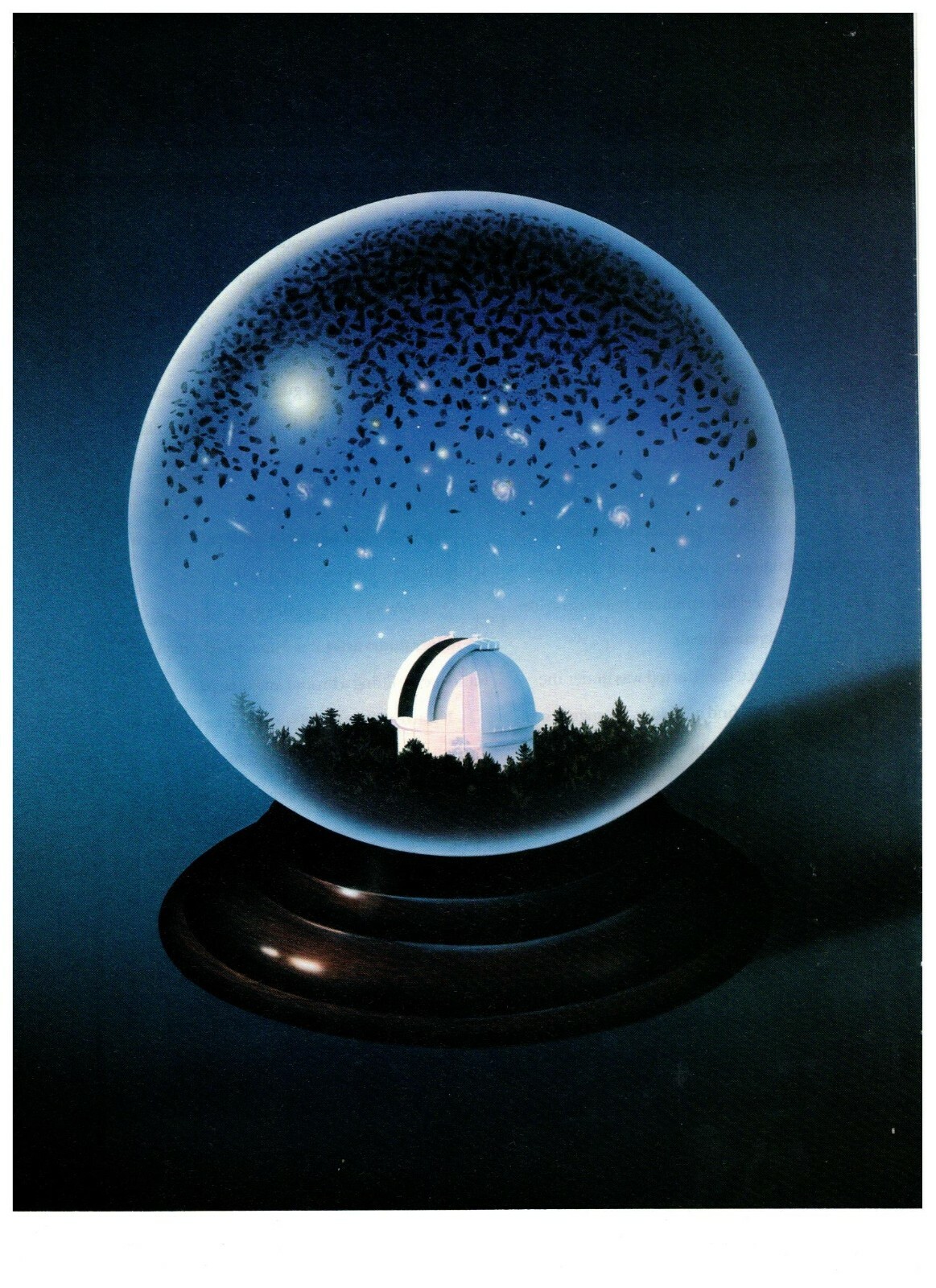 1993 Astronomy Observatory Galaxy Crystal Ball Color Vintage Print Art