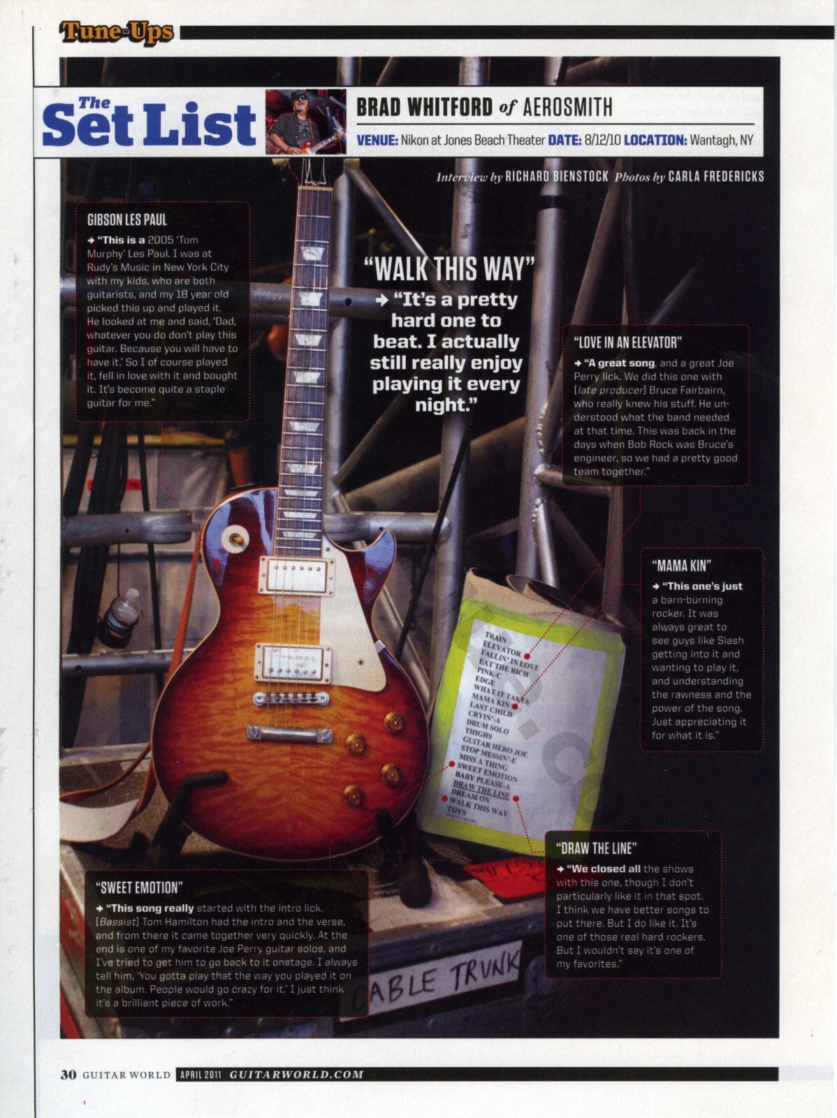 2011 Brad Whitford Gibson Les Paul Aerosmith Fun Old PRINT AD Decor Idea (3008)