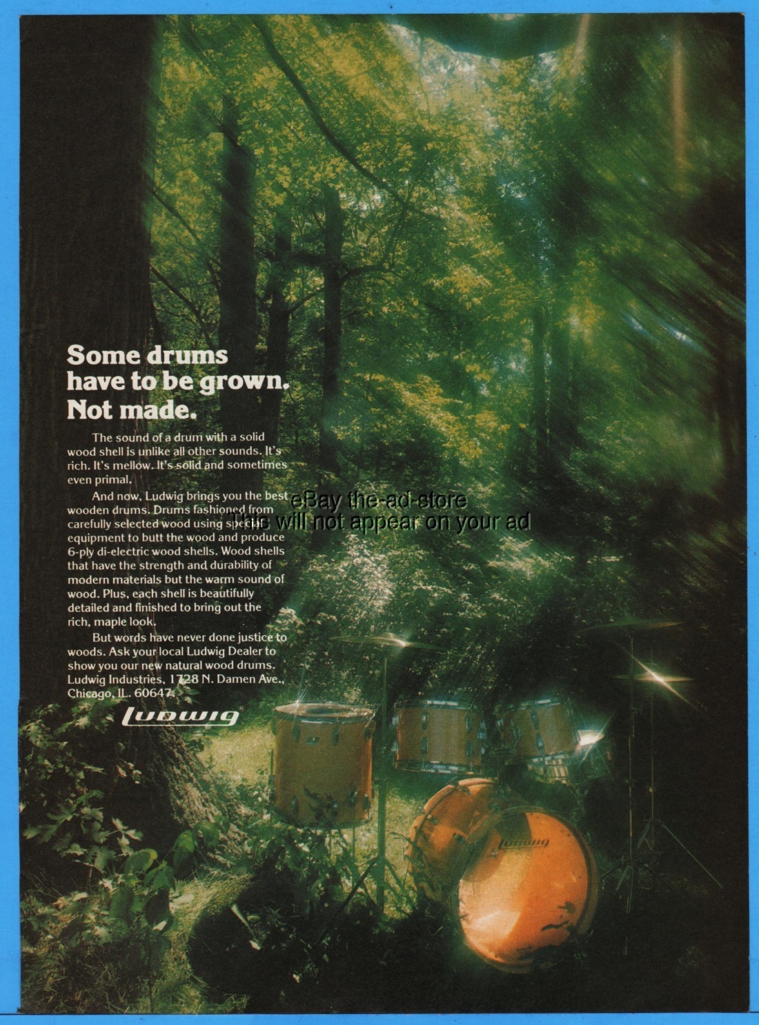 1978 Ludwig Industries Chicago IL Drum Set Some Drums Have to Be Grown Photo Ad