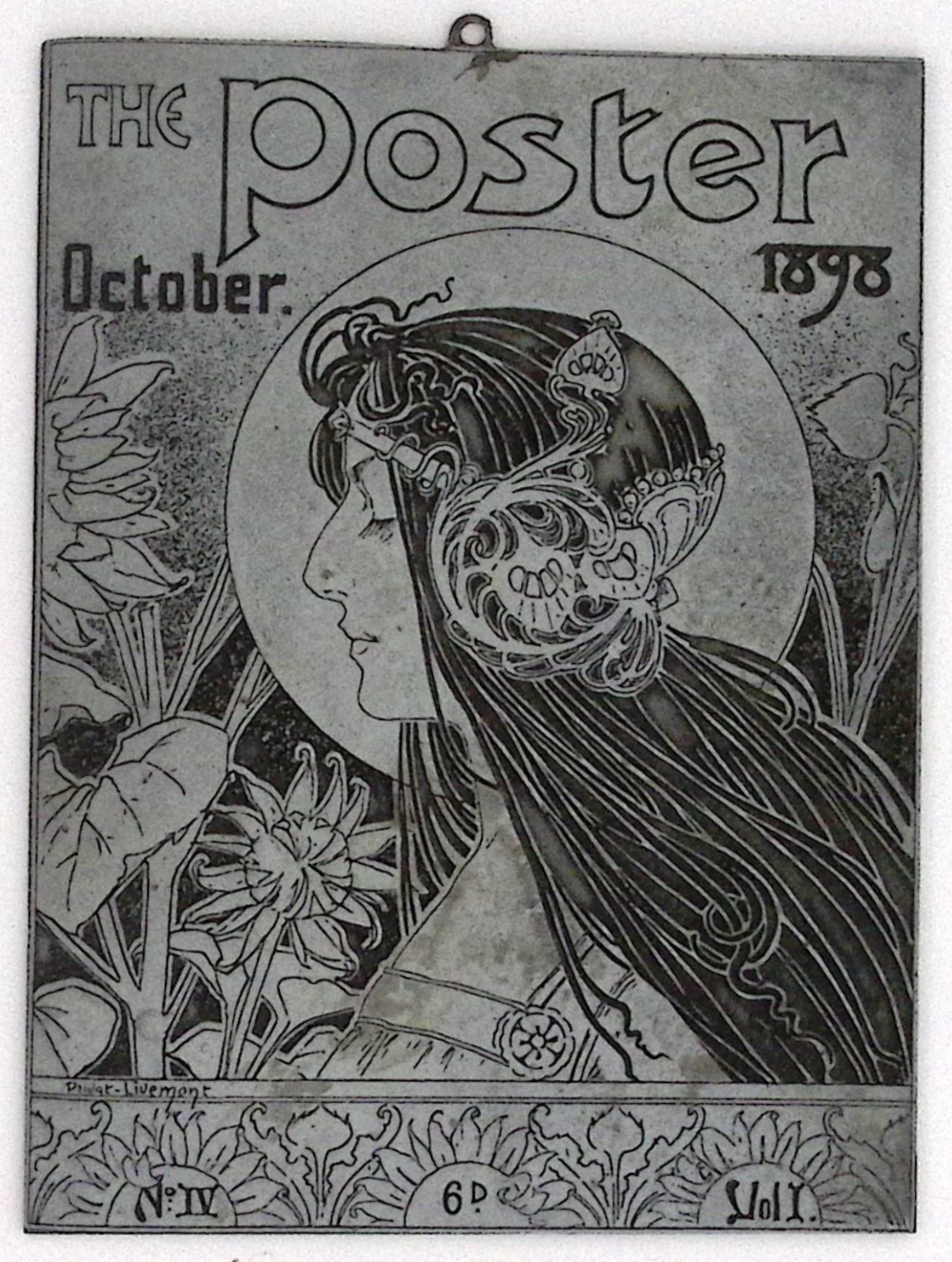 The Poster October 1898 Cover Vintage Engraved Metal Plaque 3.5×4.75″