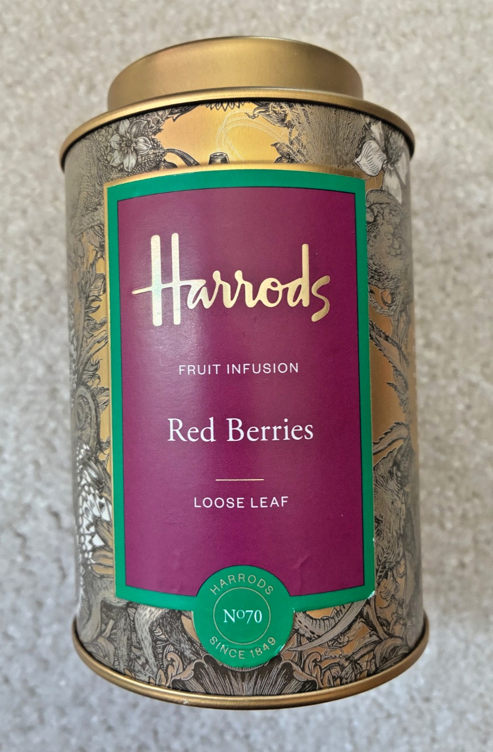 Decorative Tin Harrods London – Fruit Infusion Loose Leaf Red Berries Tea EMPTY