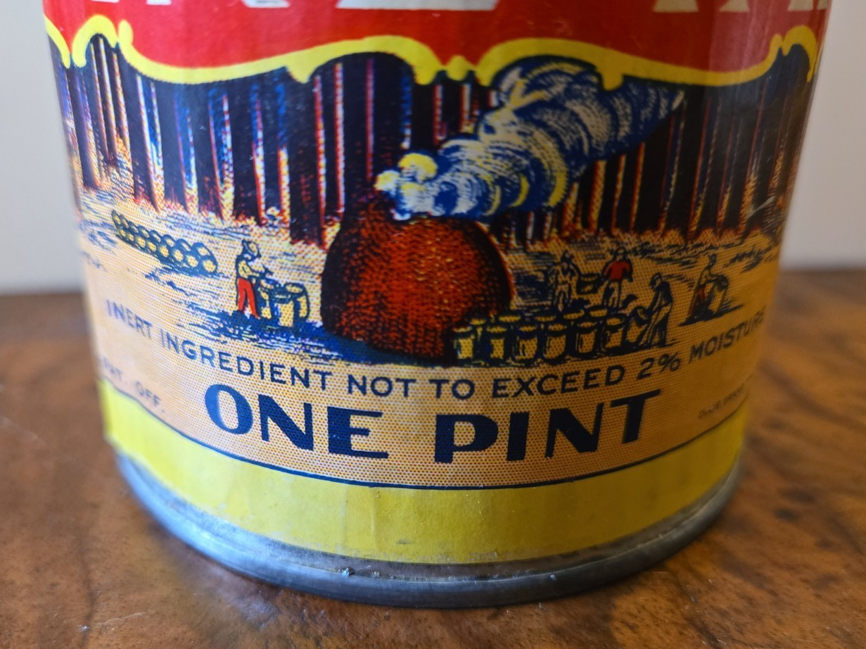 Vintage NOS DIXIE BRAND PINE TAR Paper Label One Pint Sealed 1930s Unopened