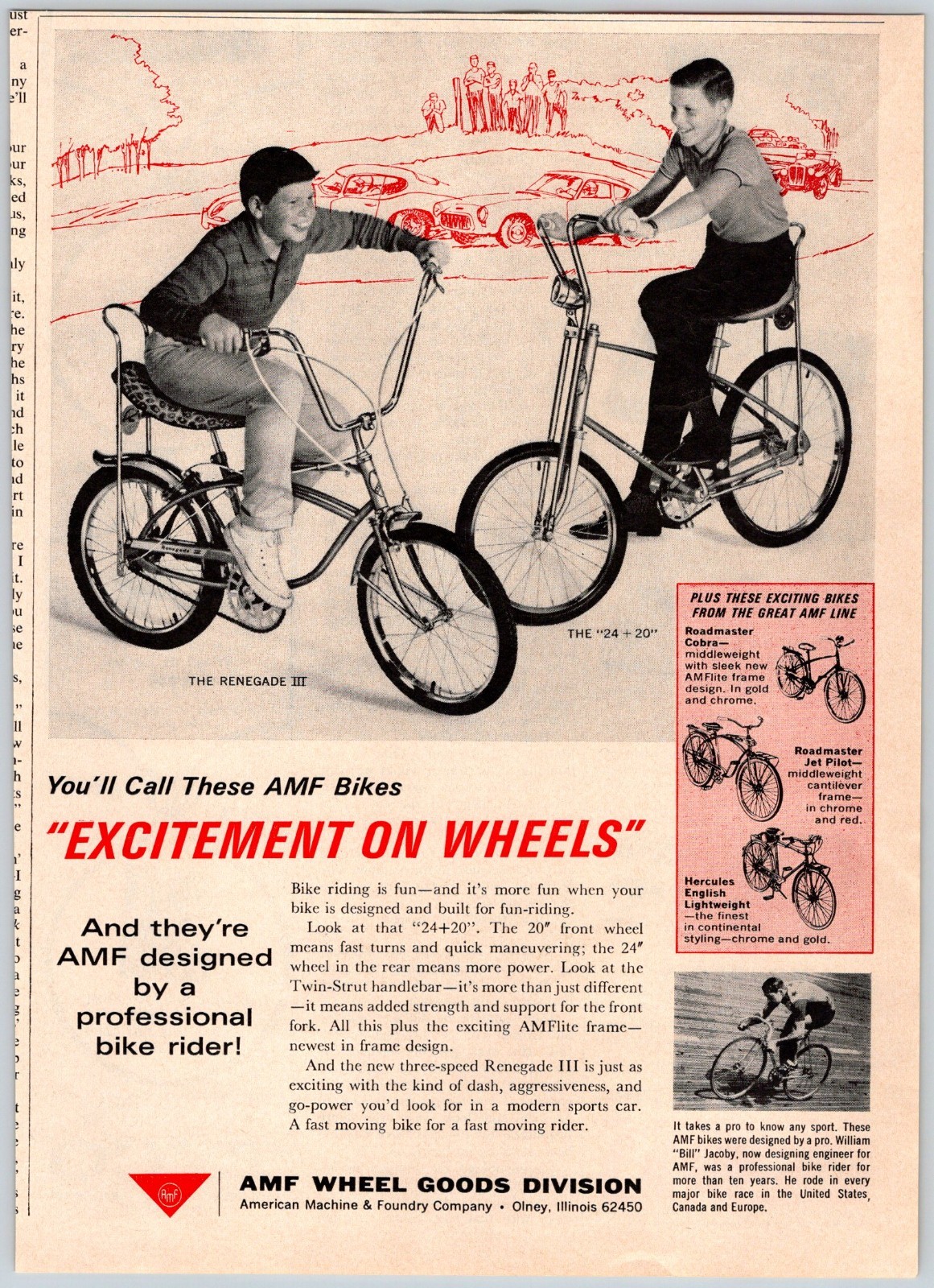 1965 AMF BICYCLES Vintage 7.5″X10.5″ Magazine Ad 1960’s M771