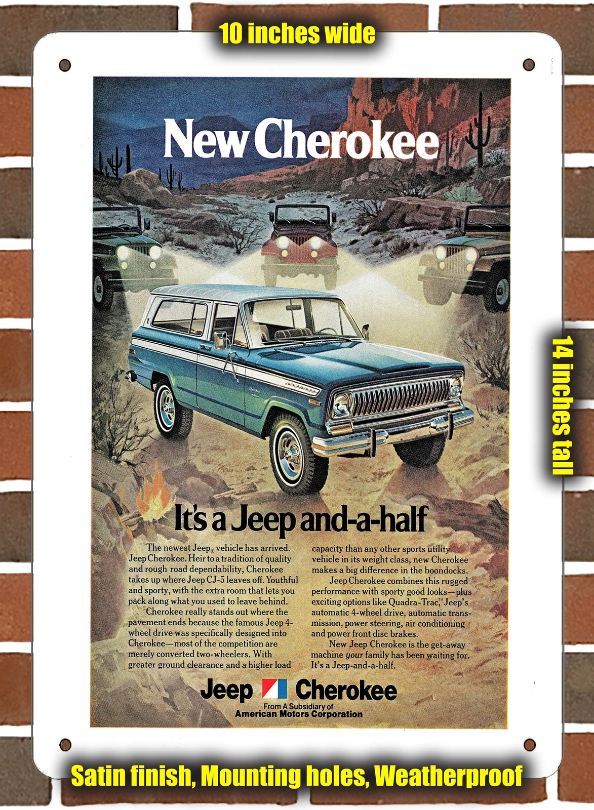 Metal Sign – 1974 Jeep Cherokee- 10×14 inches