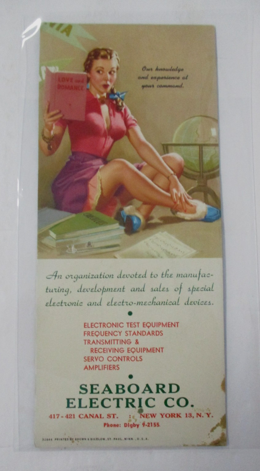 SEABOARD ELECTRIC CO. Vintage Pretty Girl Ink Blotter