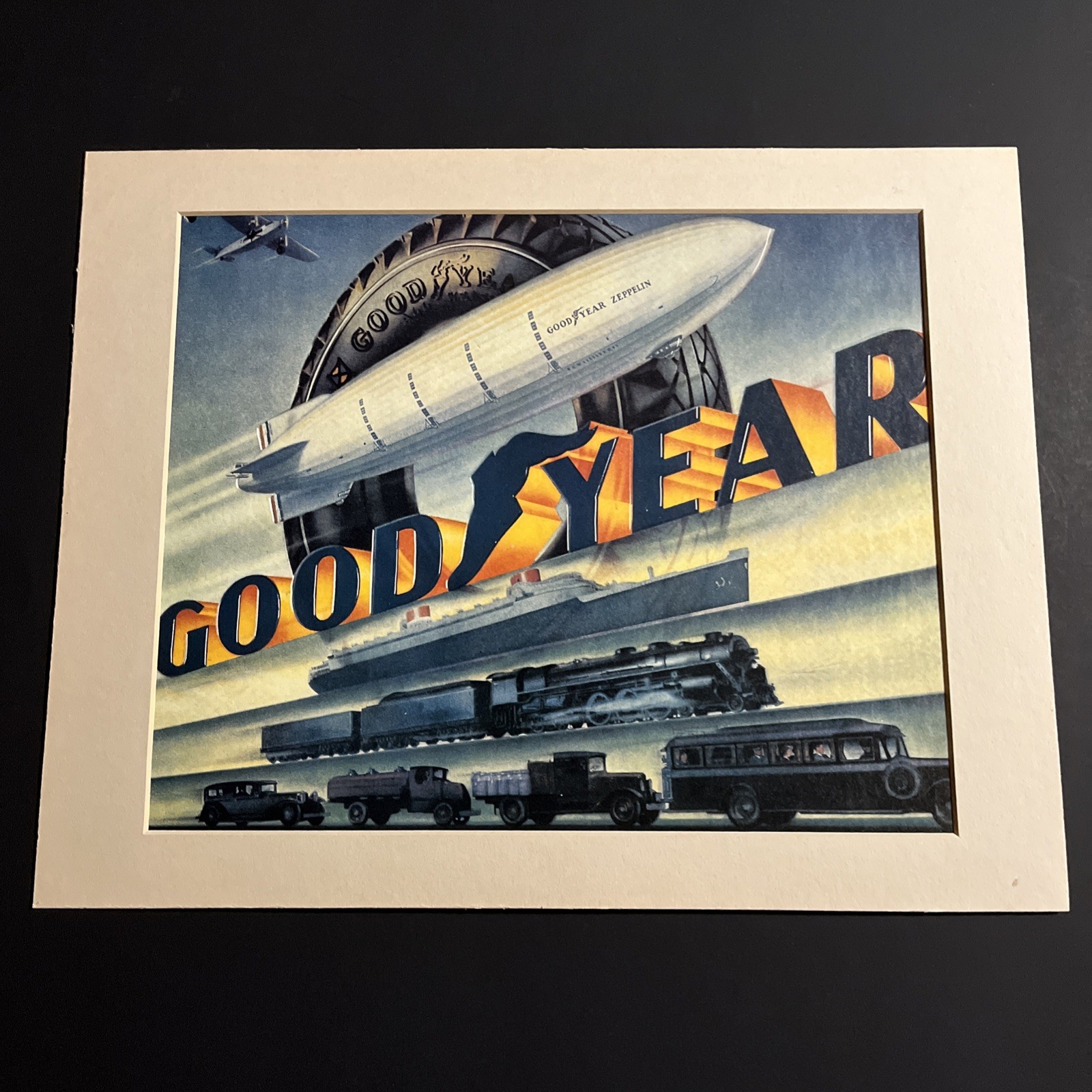 GOODYEAR BLIMP ADVERTISING Print From Billboard Nostalgia Ink plane train ship