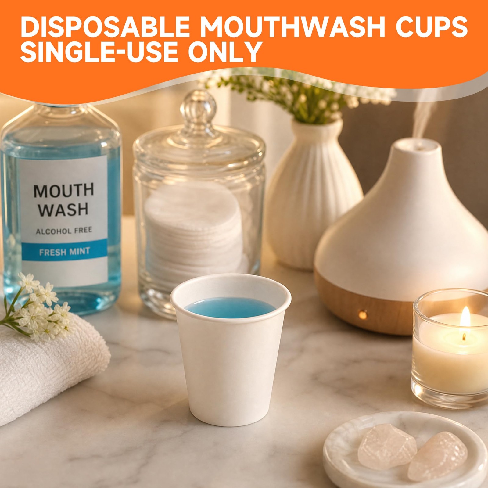 METAPRINT 600 Pack 3 oz Small Paper Cups, Disposable Bathroom 3oz, White