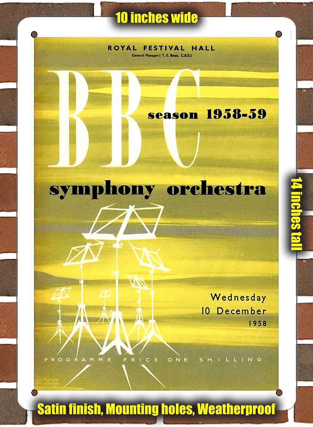 Metal Sign – 1958 BBC Symphony Orchestra- 10×14 inches