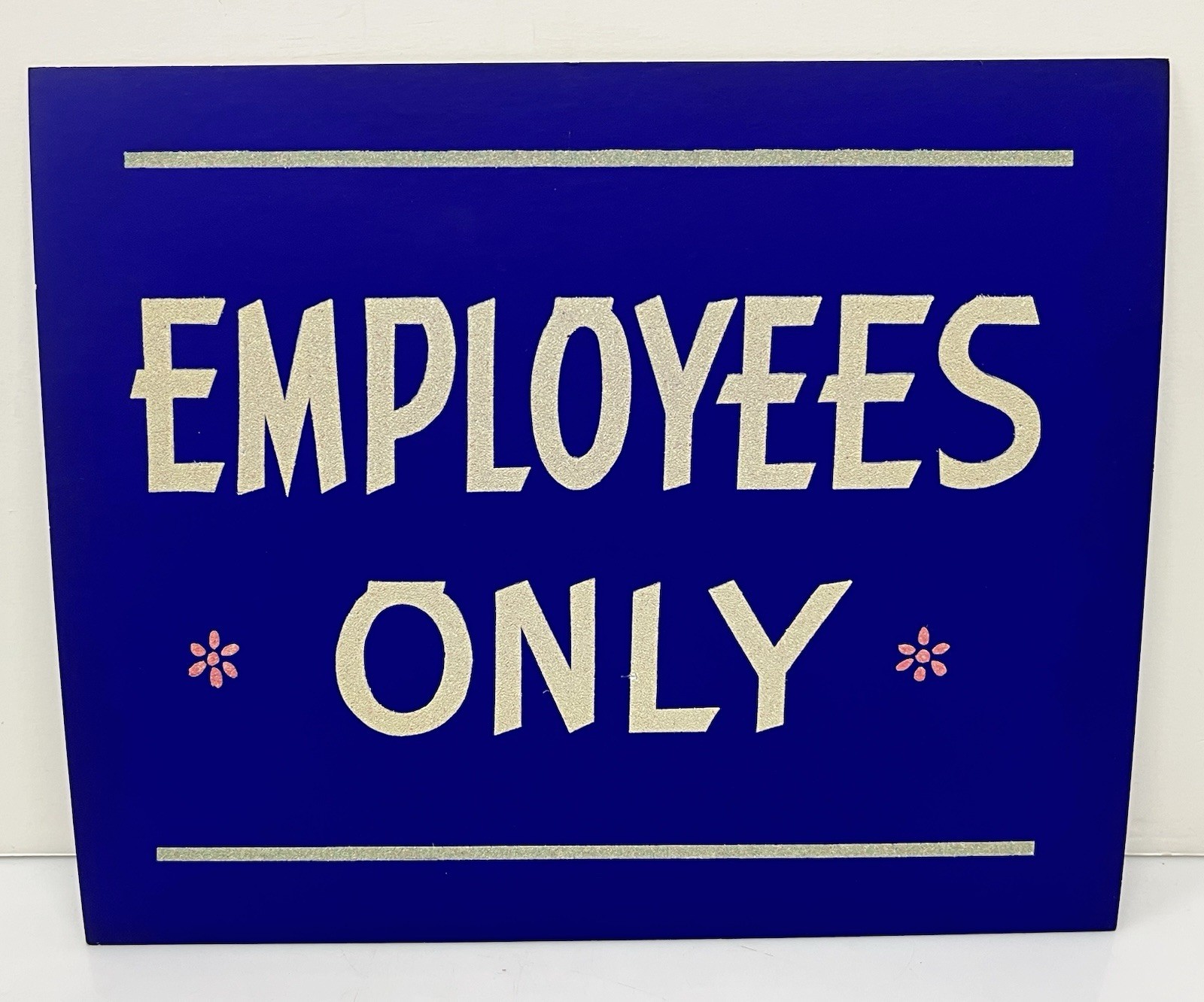 Vintage Original 1950s Cardboard 9X11 Blue Sign Employees Only