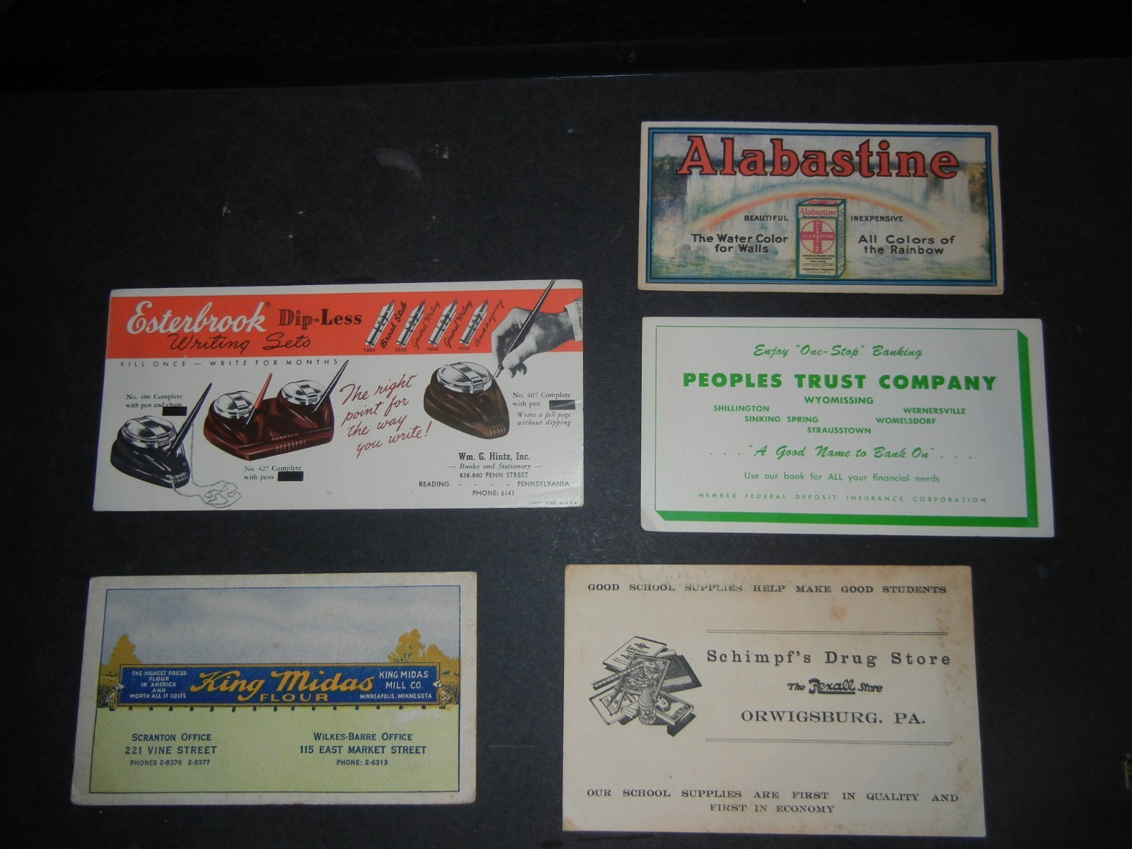 5 VINTAGE Ink Blotters MIXED LOT AS DESCRIBED FREE SHIP