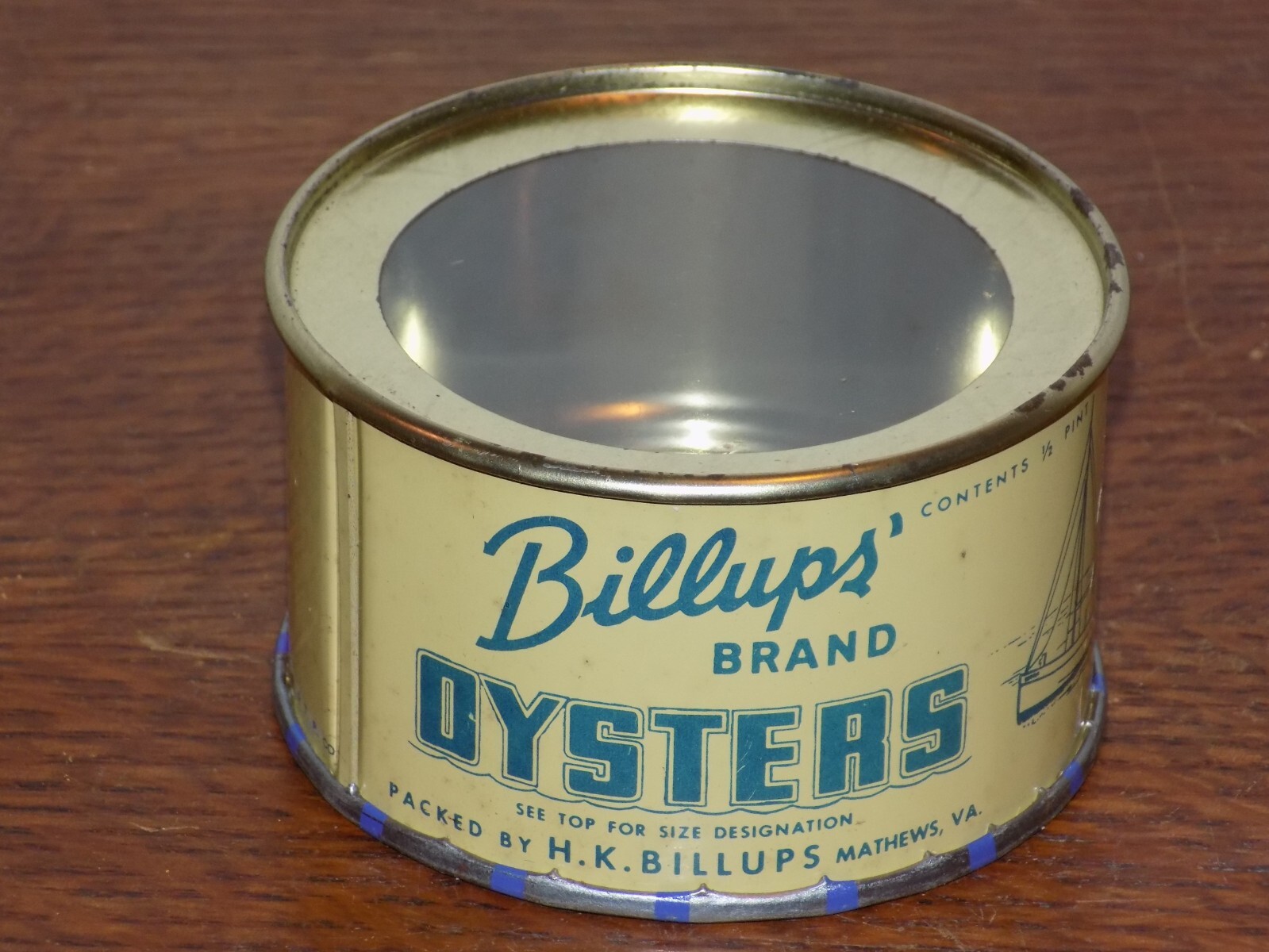 Vintage Billups’ Brand Oysters ½ Pint Empty Tin