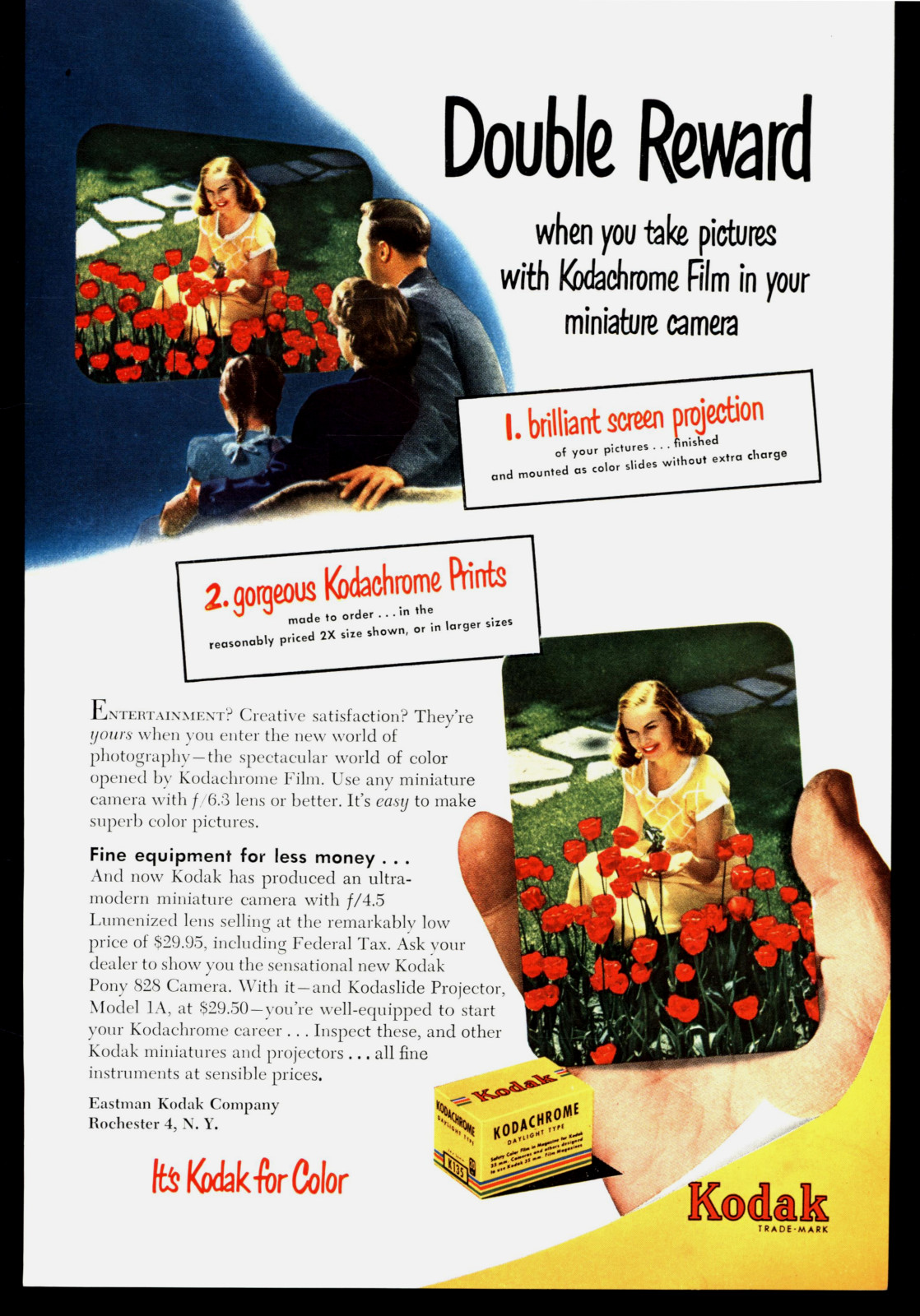 1950 KODAK KODACHROME FILM EASTMAN KODAK COMPANY VINTAGE PRINT AD
