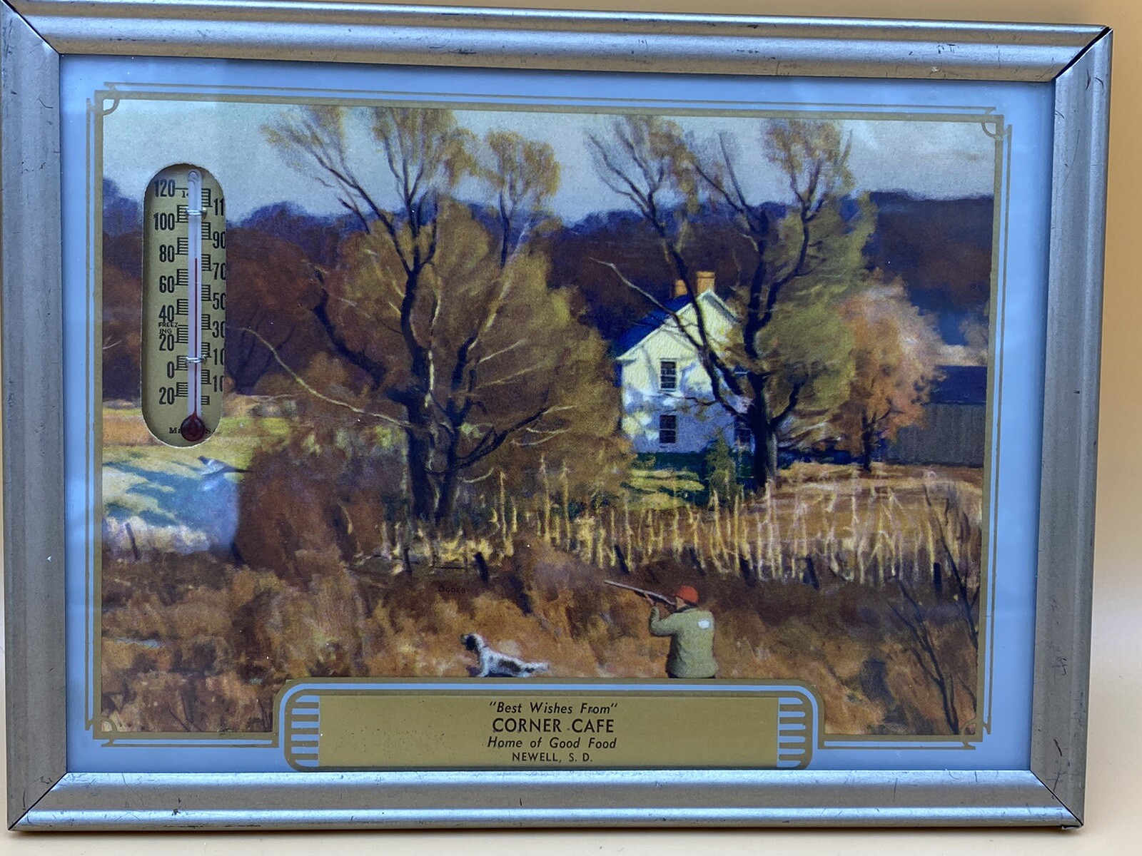 Vintage Advertising 1957 Calendar & Thermometer Framed Print, Newell, SD