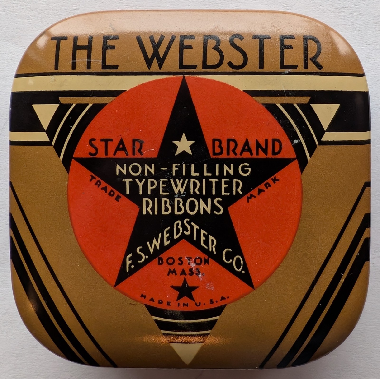 NOS The Webster Star Brand Typewriter Ribbon Tin w Original unopened Ribbon