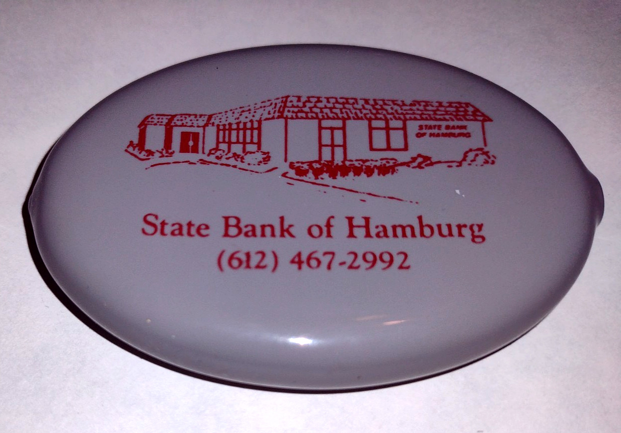Squeeze Coin Change Purse State Bank of Hamburg Minnesota MN Vintage Advertising