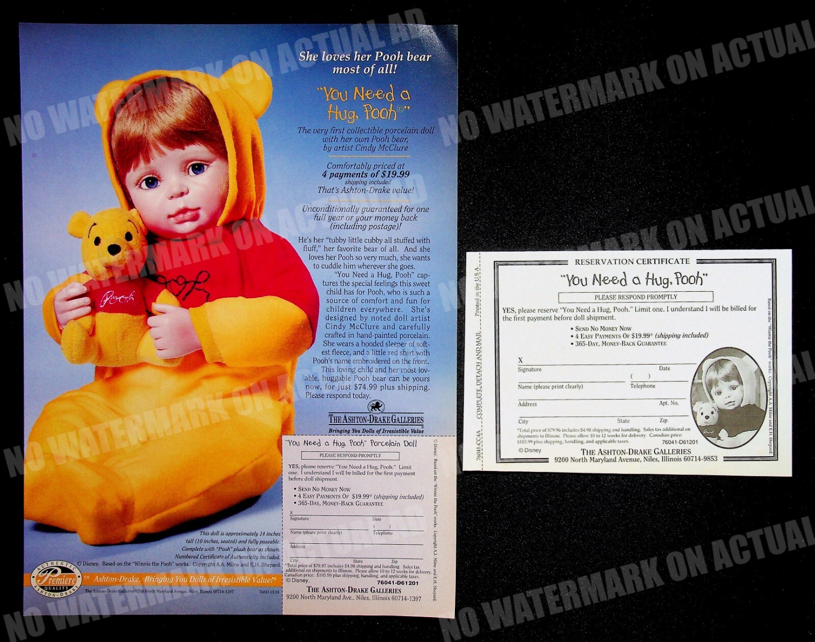 You Need a Hug Pooh Figure Ashton-Drake 1998 Disney Print Magazine Ad Poster AD