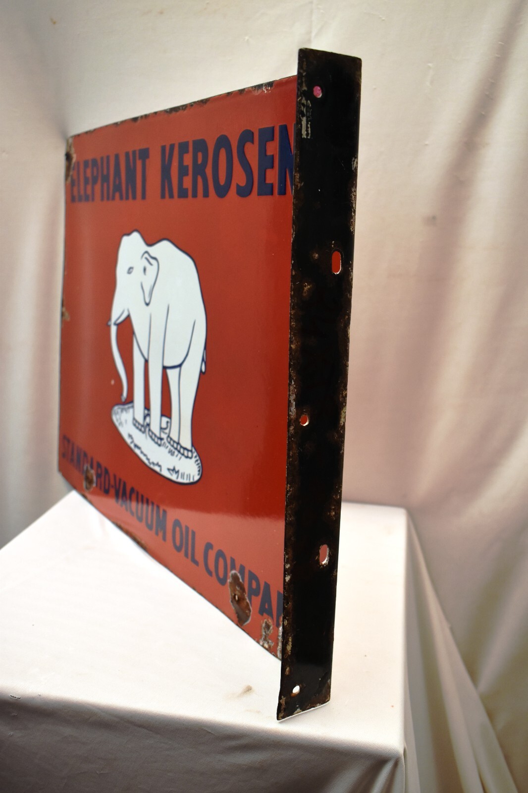 Vintage Elephant Kerosene Porcelain Enamel Sign 24x18in Standard Vacuum Oil Doub