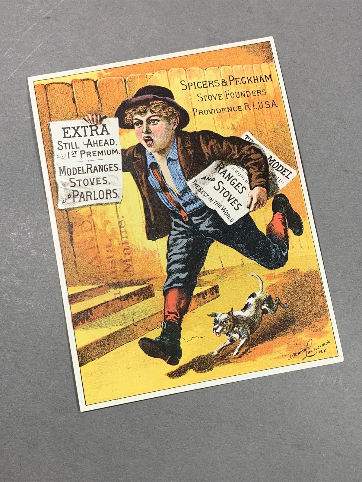 Spicers & Peckham Victorian Trade Card ~ Stoves ~ Augusta, Maine Dealer