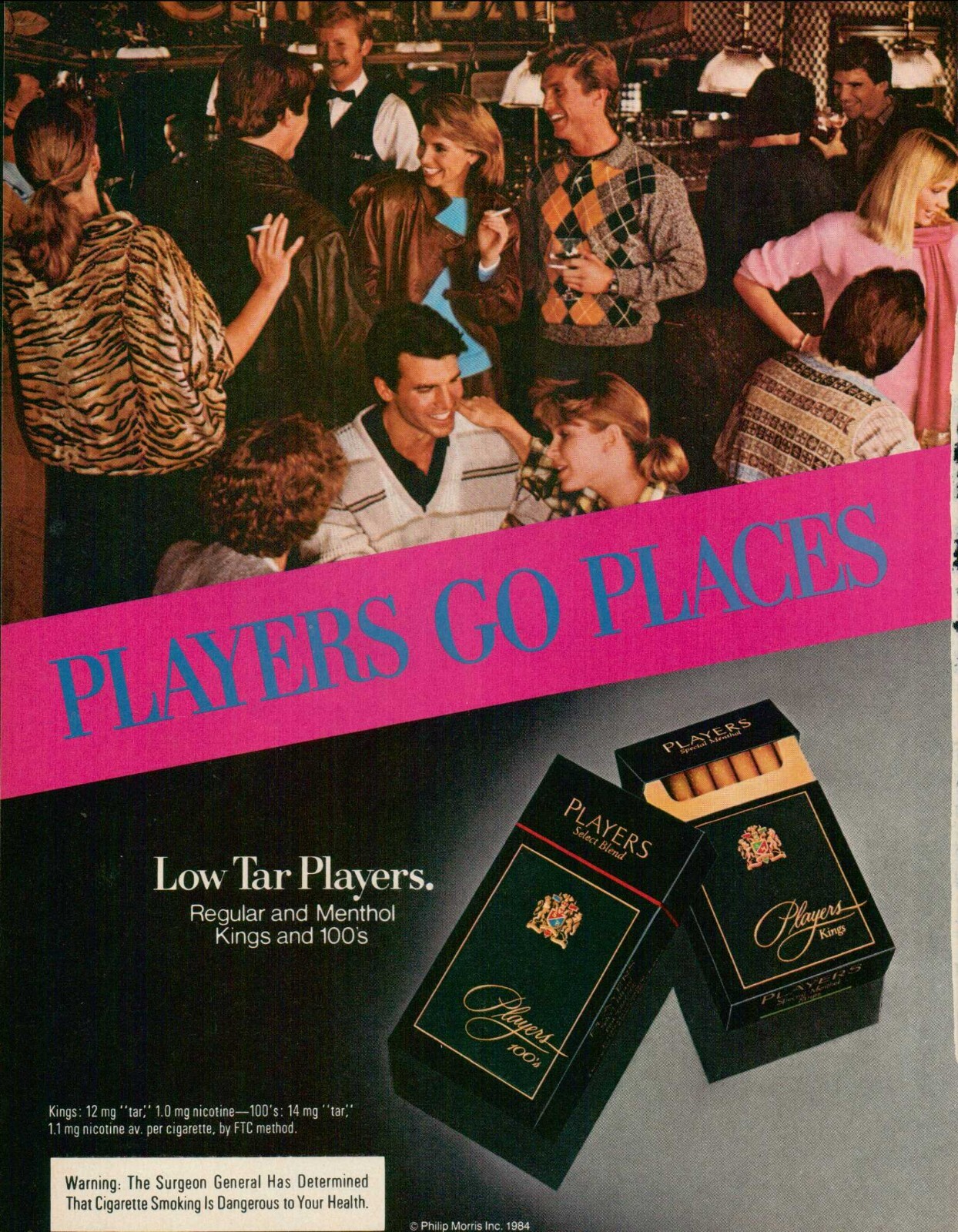 PLAYERS Cigarettes Magazine Print Ad Advert Regular Menthol Kings 100’s VTG 1984