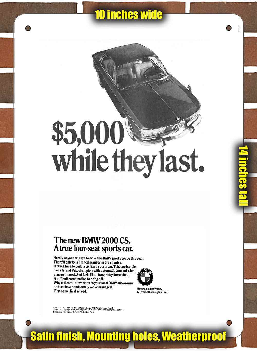 Metal Sign – 1966 BMW 2000 CS – 10×14 inches