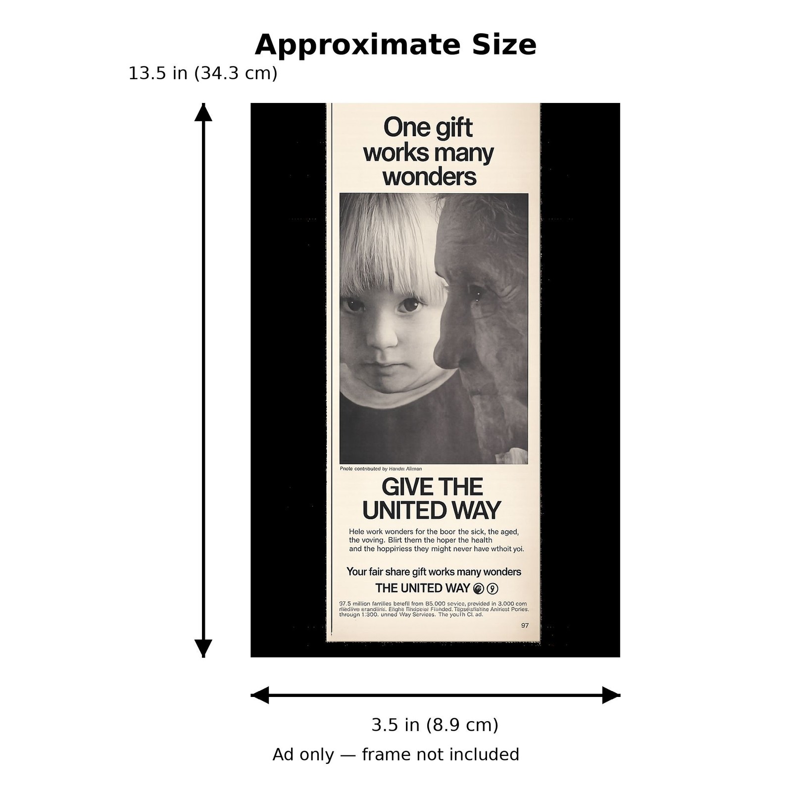 The United Way Vintage Print Ad 1969 One Gift WorksMany Wonders u Original