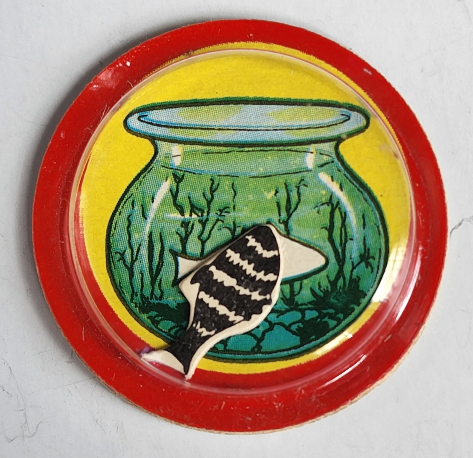 1957 Vintage Premium Cracker Jack Prize Fish in a Bowl Magic Puzzle or Game Toy