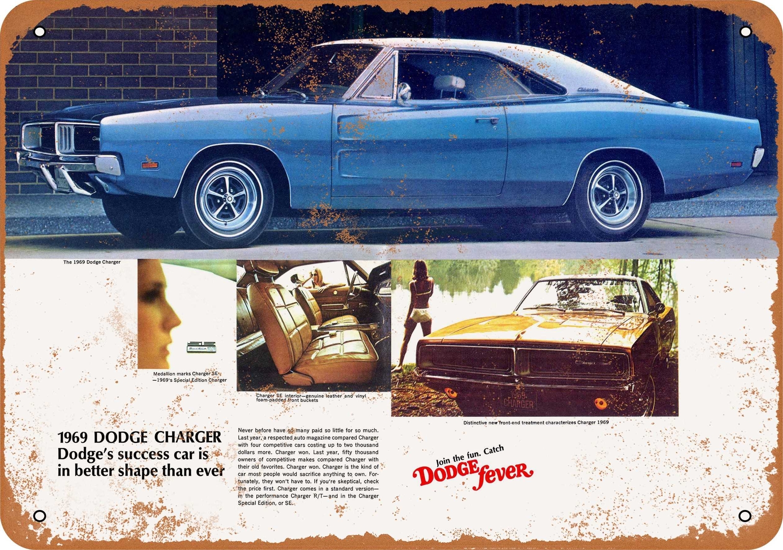 Metal Sign – 1969 Dodge Charger – Vintage Look Reproduction 2