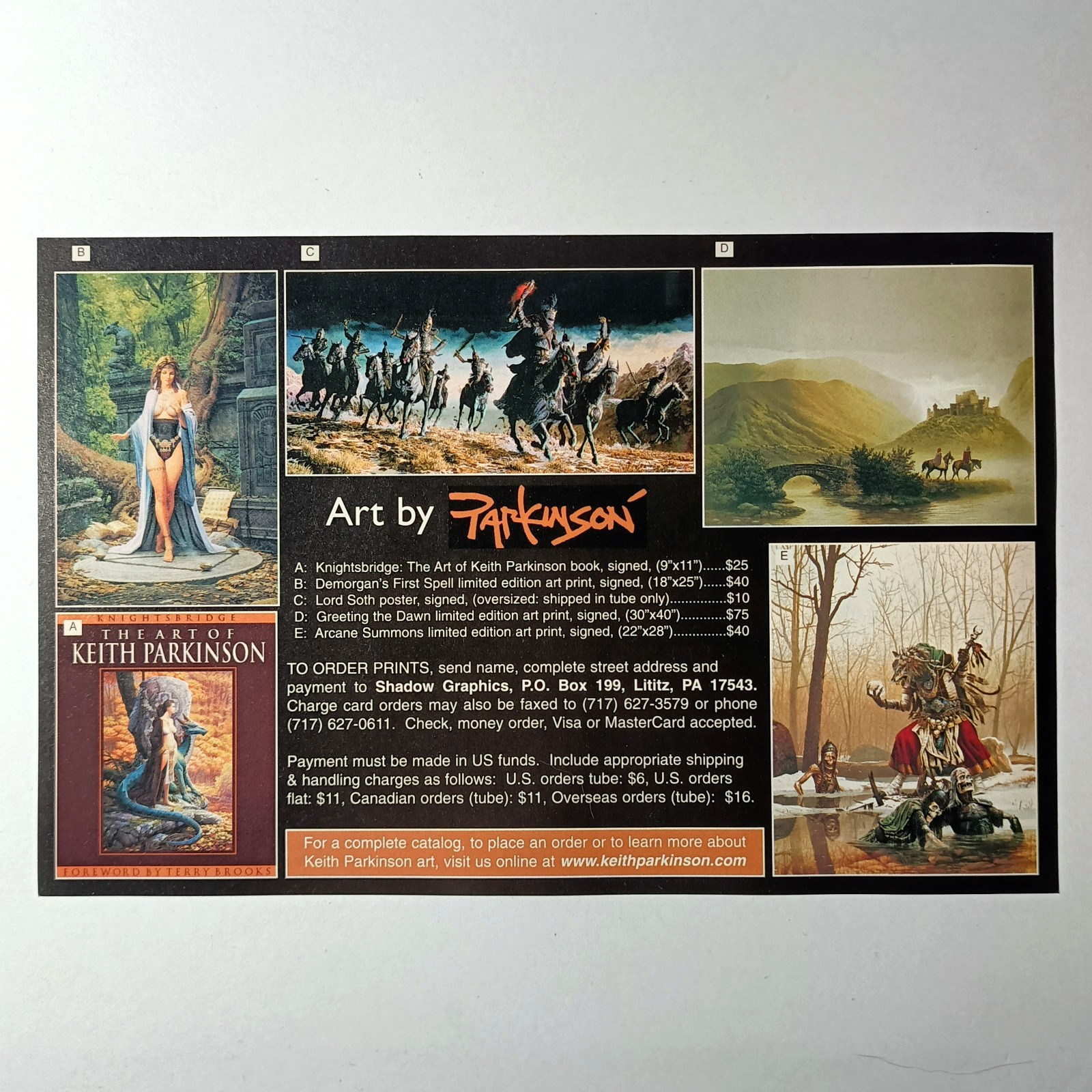 The Art of Keith Parkinson 1997 print ad Dragonlance fantasy frameable