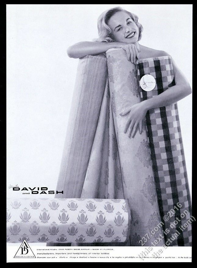 1960 David and Dash fabrics several rolls photo vintage print ad