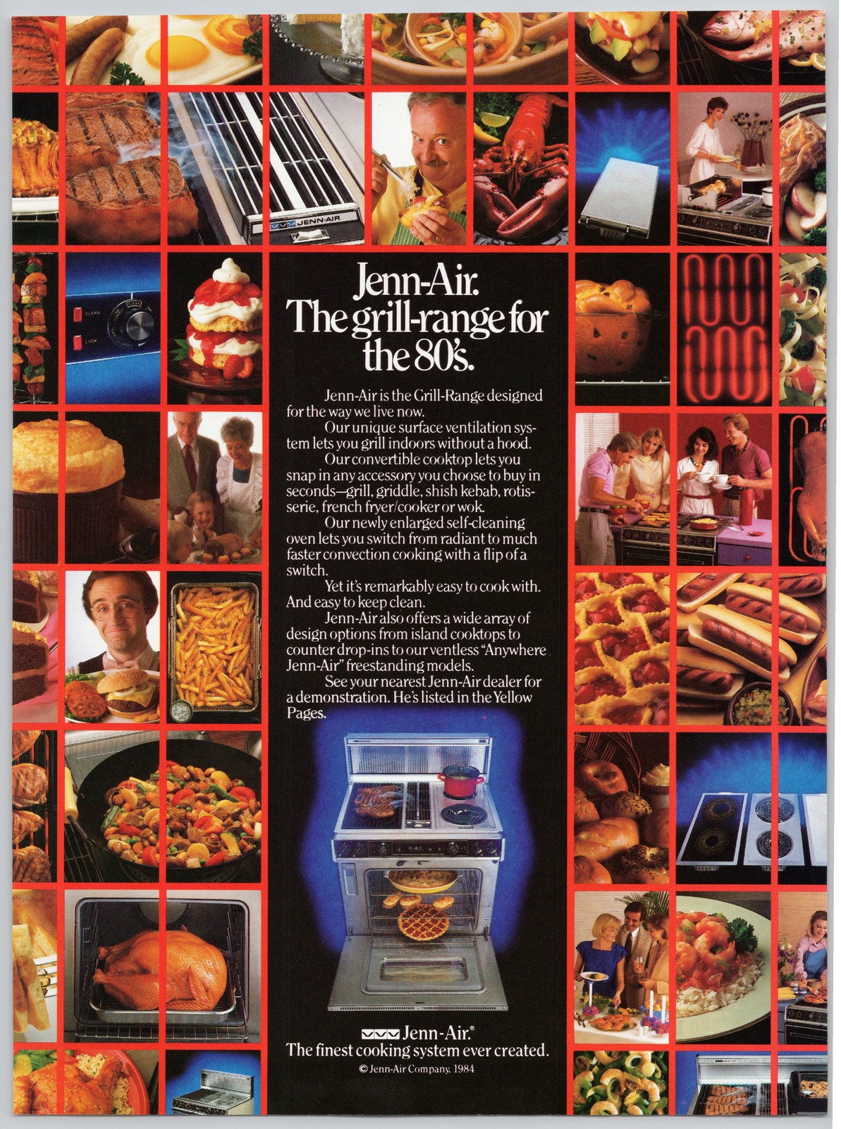 Jenn-Air Grill Range Convertible Cooktop Rotisserie 1984 Vintage Print Ad