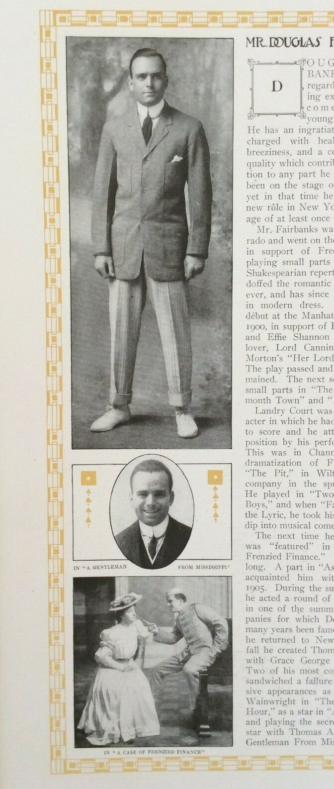 Rare Antique Orig VTG 1910 Douglas Fairbanks B. Kalich Stage Actors Ad Art Print