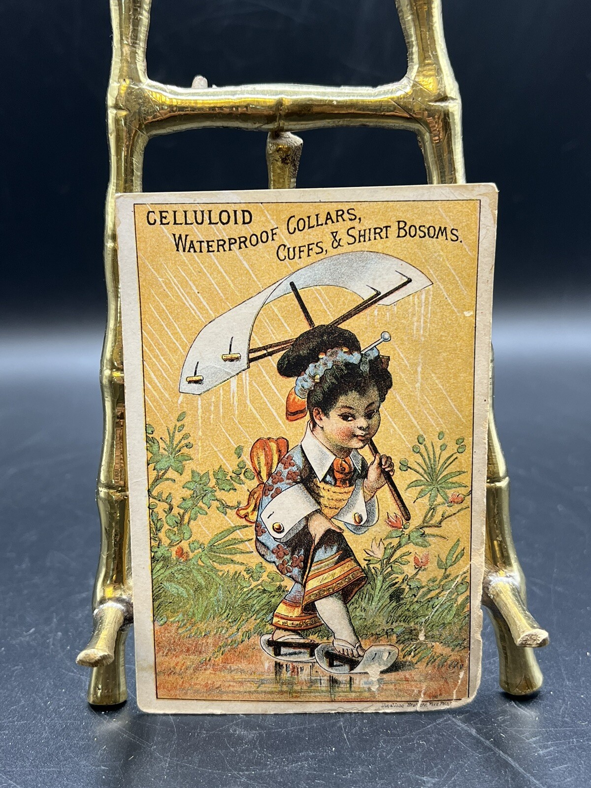 Celluloid Collars Geisha Girl Donaldson Bros Five Points NY Victorian Trade Card