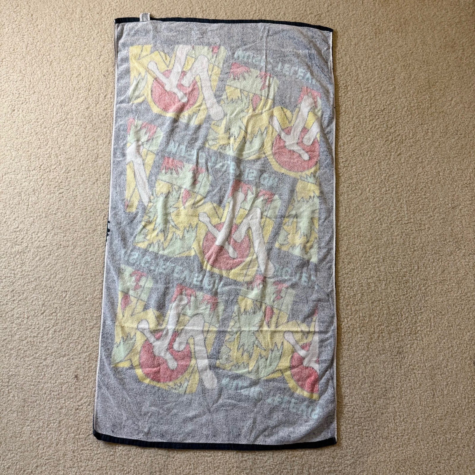 Vintage 1988 MTV Viacom Music Television Beach Towel Logo 29″x54″ Rare HTF 80s