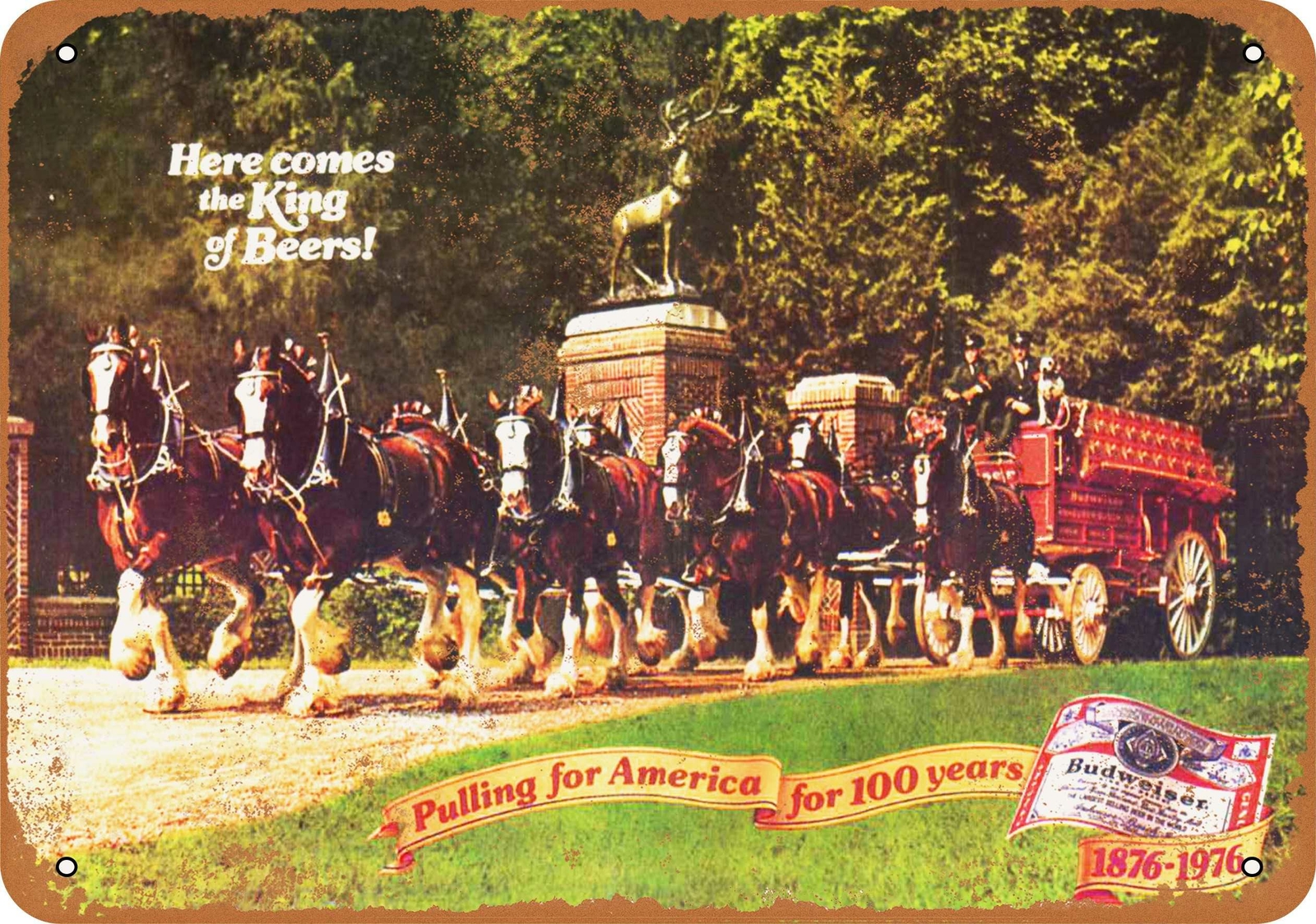 Metal Sign – 1976 Bud Clydesdales – Vintage Look Reproduction