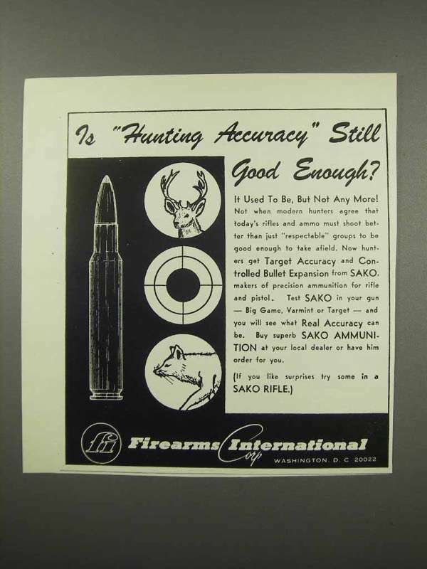 1966 Firearms International Ad – Sako Ammunition