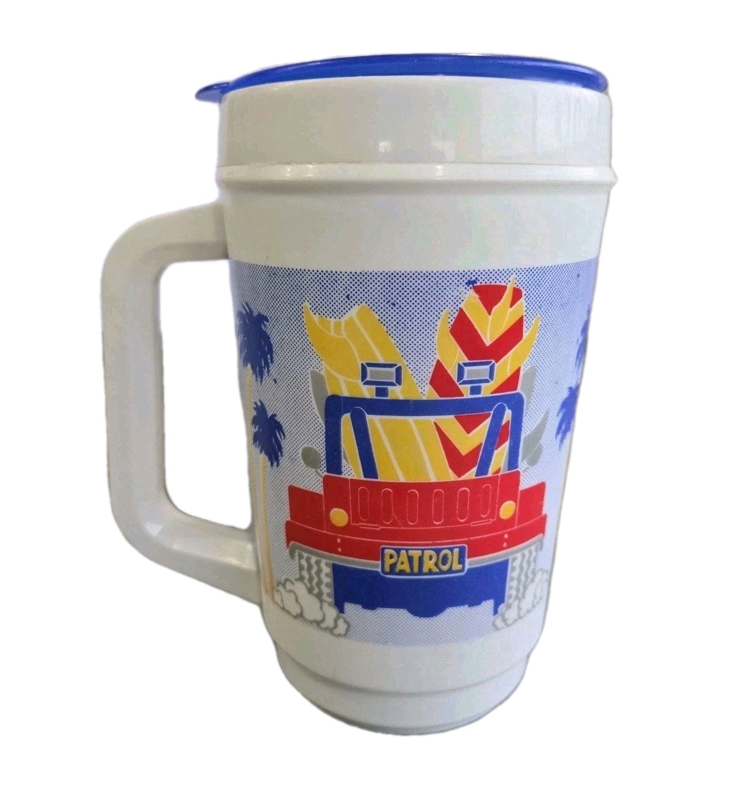 VTG 80’s Surfer Travel Mug Tumbler Shark Patrol Cup 32oz Gas Station