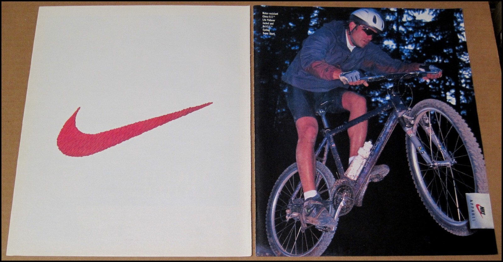 1994 Nike Apparel 2-Page Print Ad Vintage Advertisement Cycling Biking