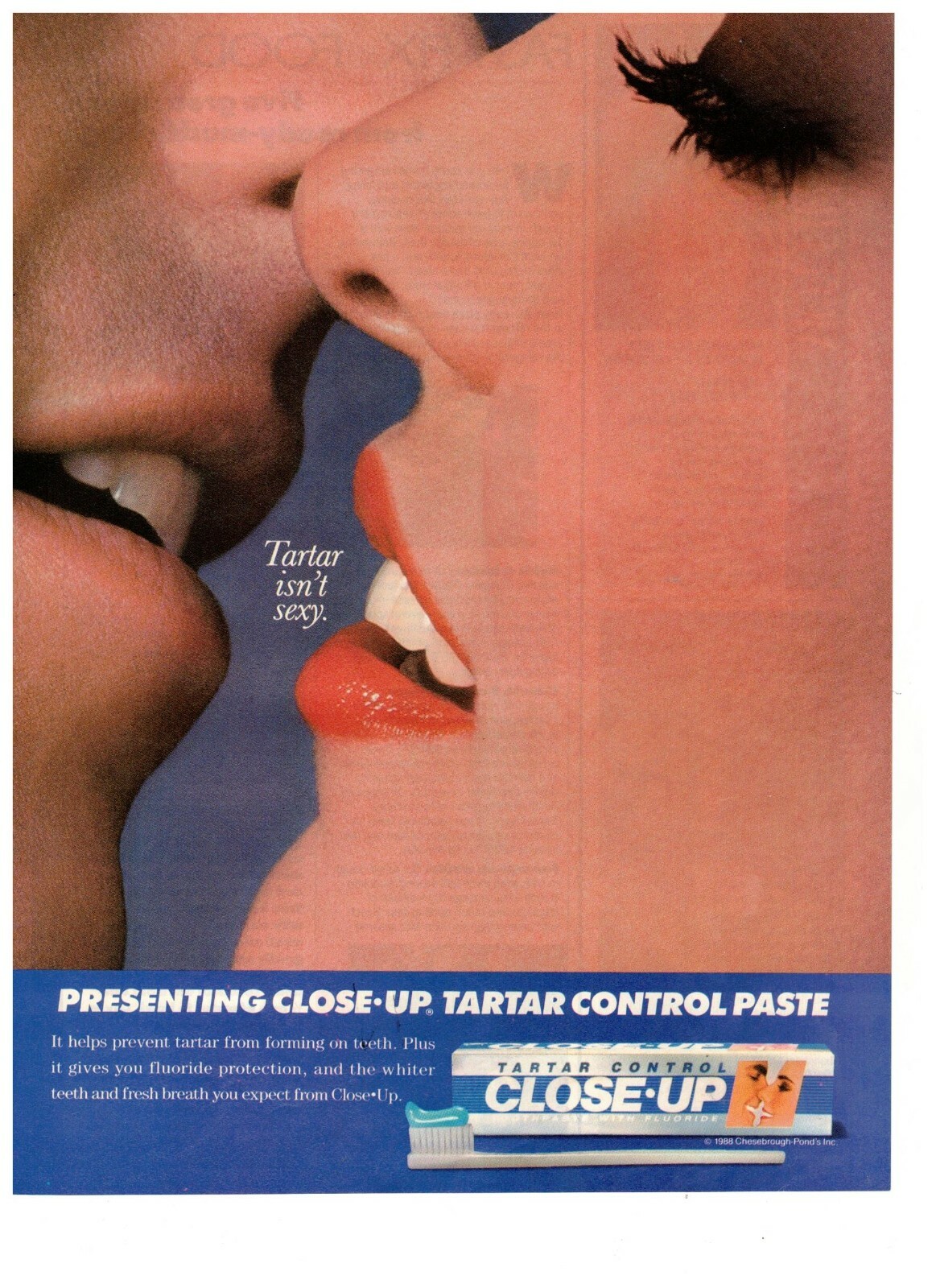 Close Up Tartar Control Paste Isnt Sexy Vintage 1988 Print Ad