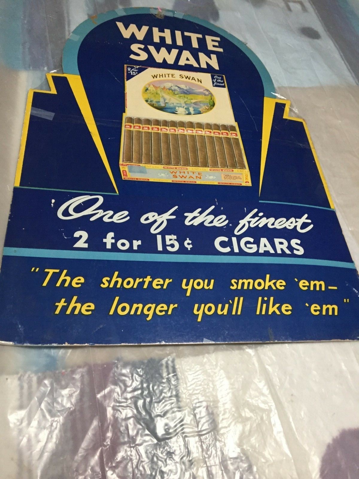 Vintage White Swan Cigar Adv. Sign