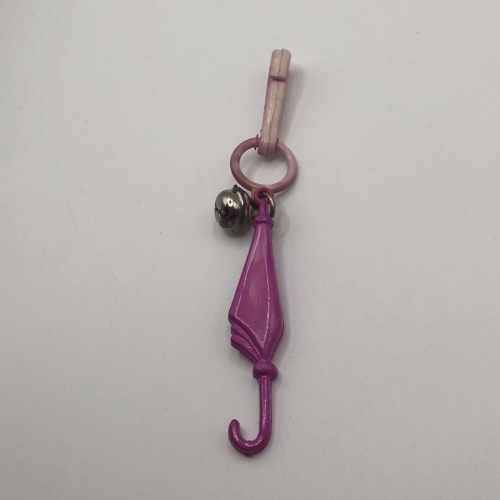 Vintage 1980s Clip On Bell Charm Pink/purple Umbrella Charm For 80s Necklace