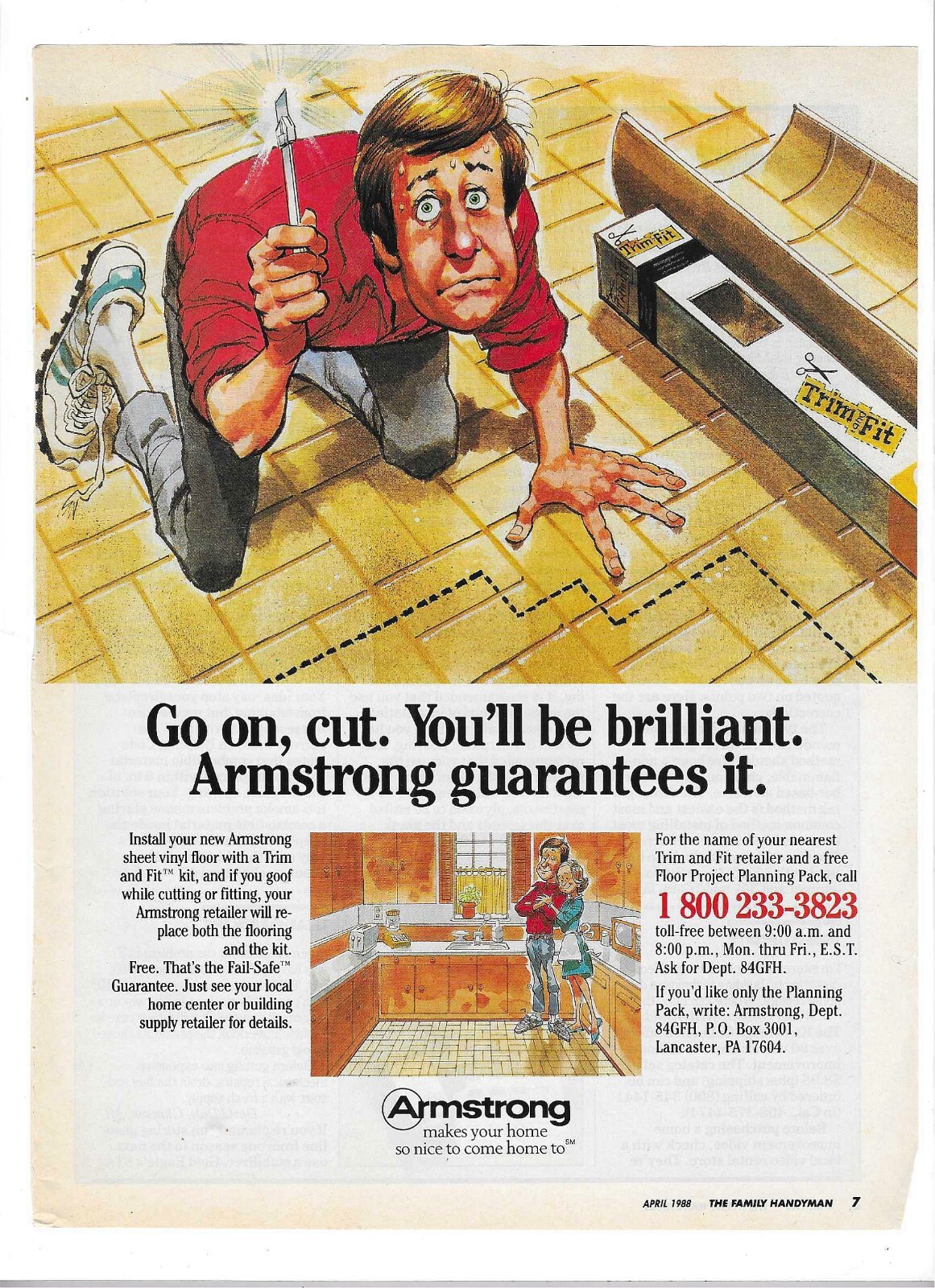 1988 Armstrong Floors Sheet Vinyl Trim & Fit Vintage Print Advertisement