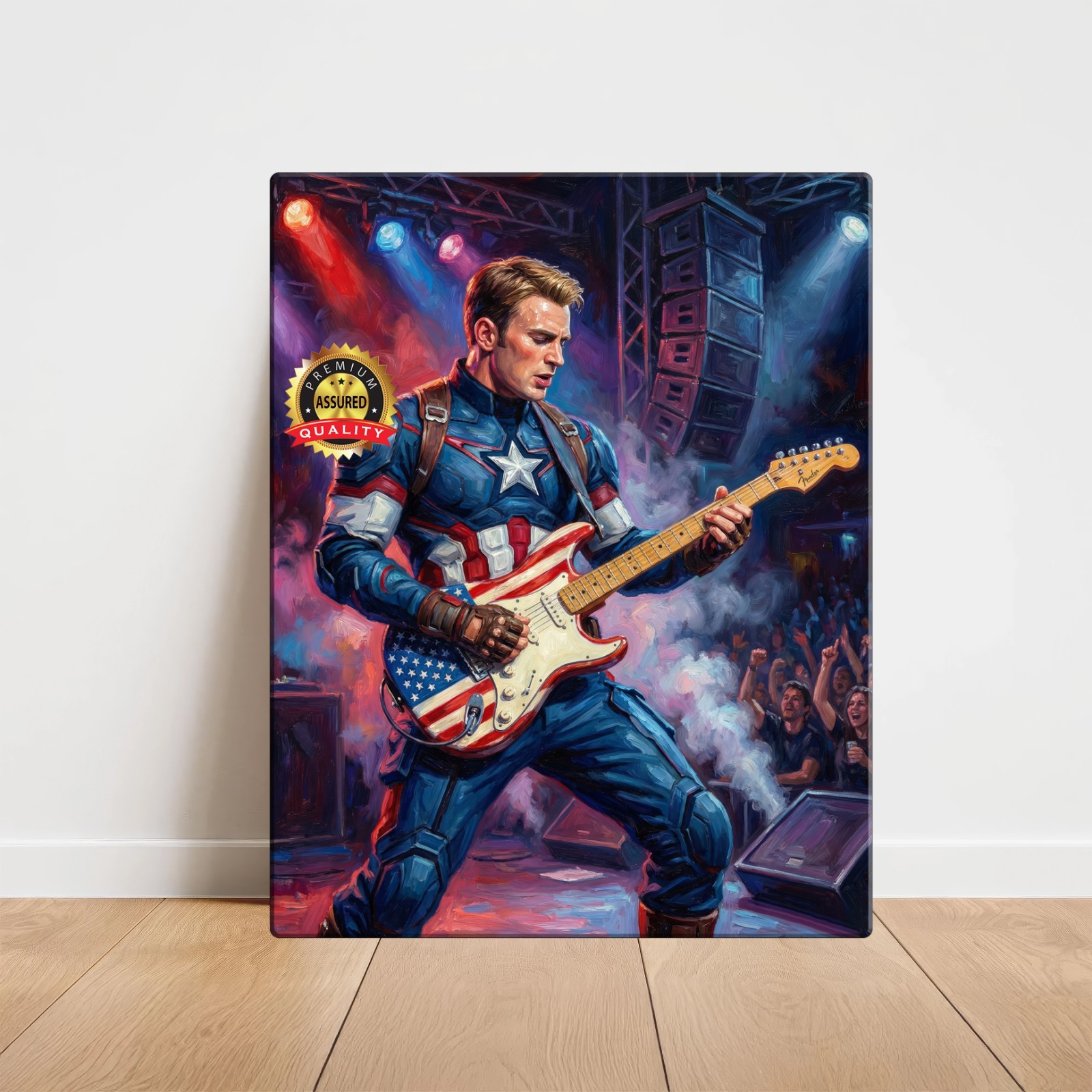 Captain America – Guitar Tribute Art – Premium Aluminum Metal Sign – 11 x 14
